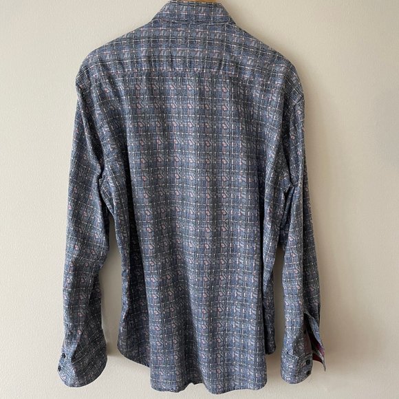 Robert Graham Sport Shirt - Blue/Grey Patterned - X-Large - Picture 2 of 8